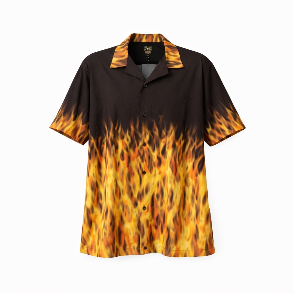Flame Pattern Black Shirt